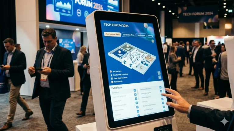Interactive venue map or touchscreen navigation screen